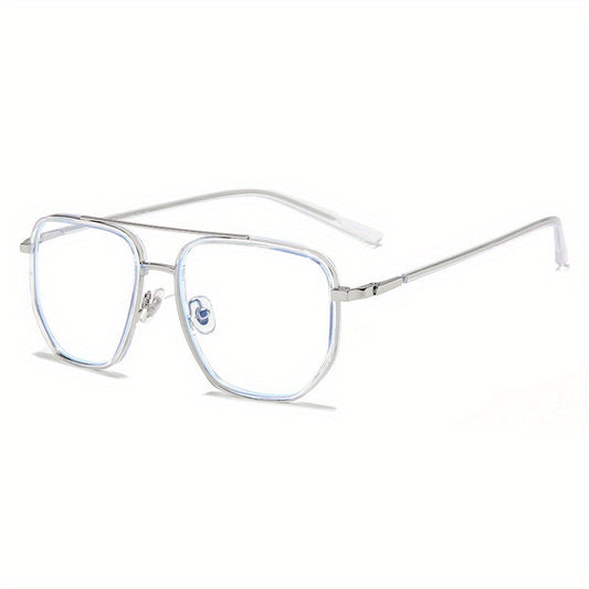 Light Blocking Glasses Square Clear Lens Anti Eyestrain Computer Metal Glasses