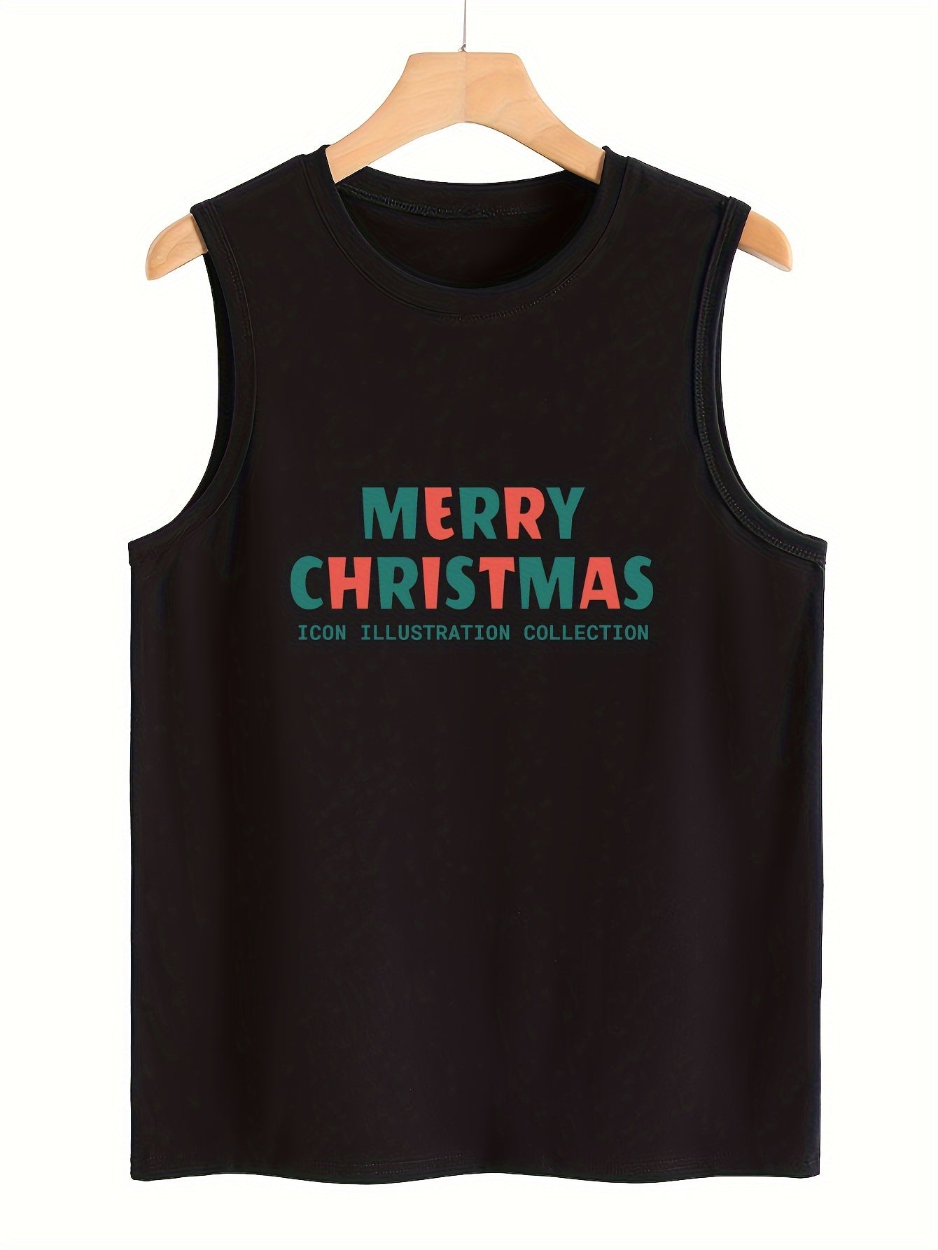 Christmas Letter Print Sleeveless Sports Vest