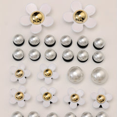 28pcs Flower Pearl Doll Clog Shoe Buckle Resin Leaf Charm Shoe Decoration
