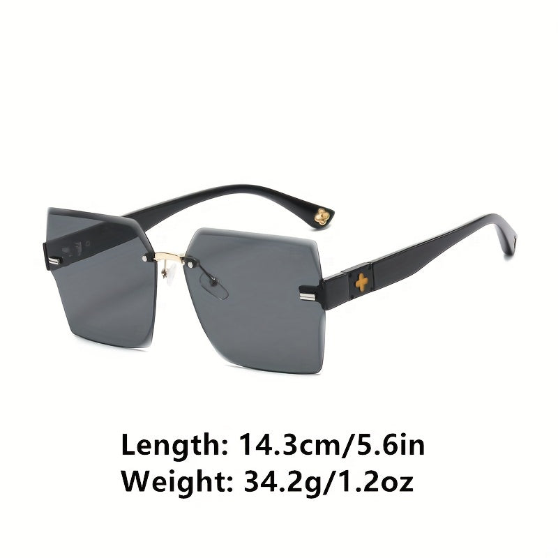 Large Rimless Sunglasses Men Women Gradient UV400