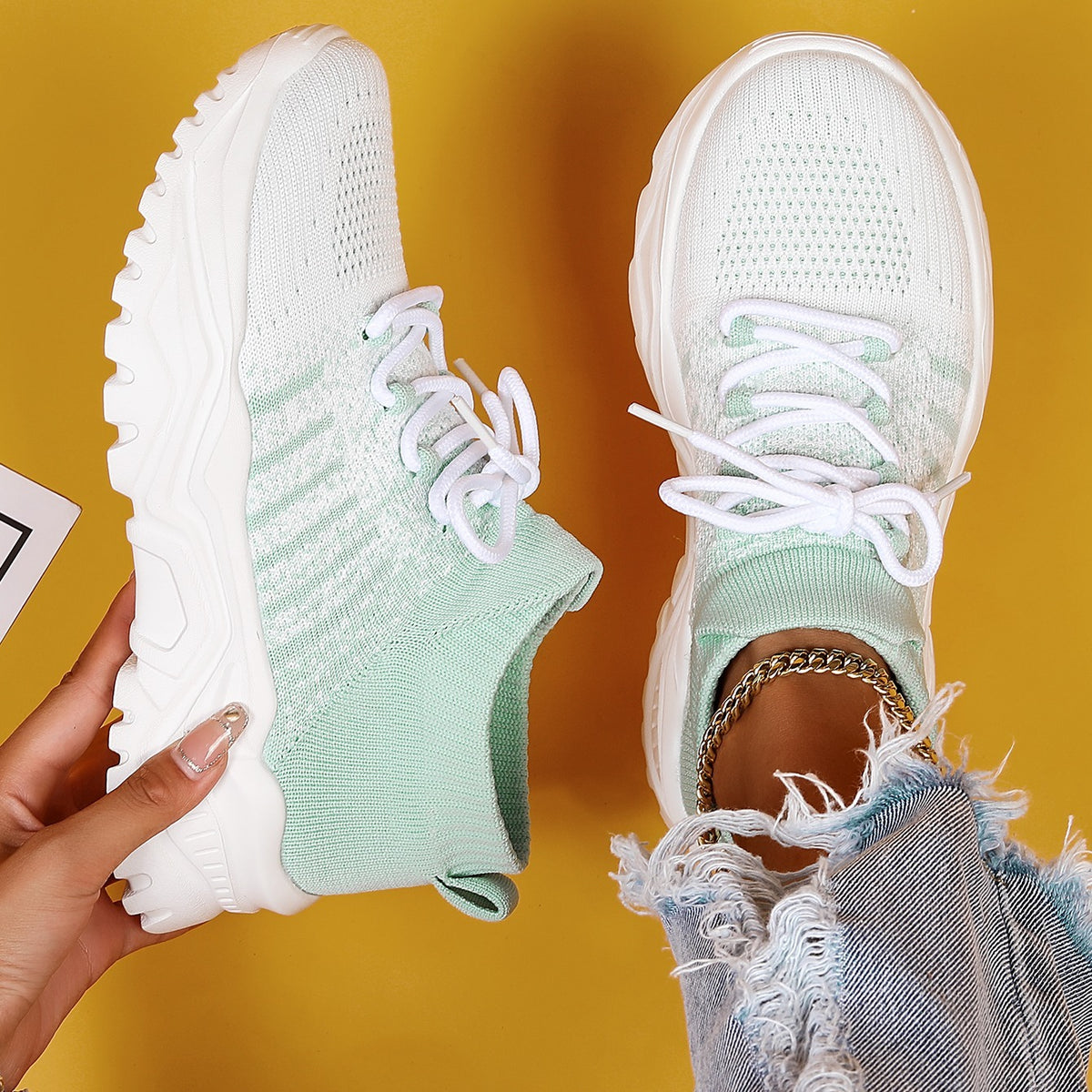 Women's Breathable Casual Shoes Lace-up Sneakers