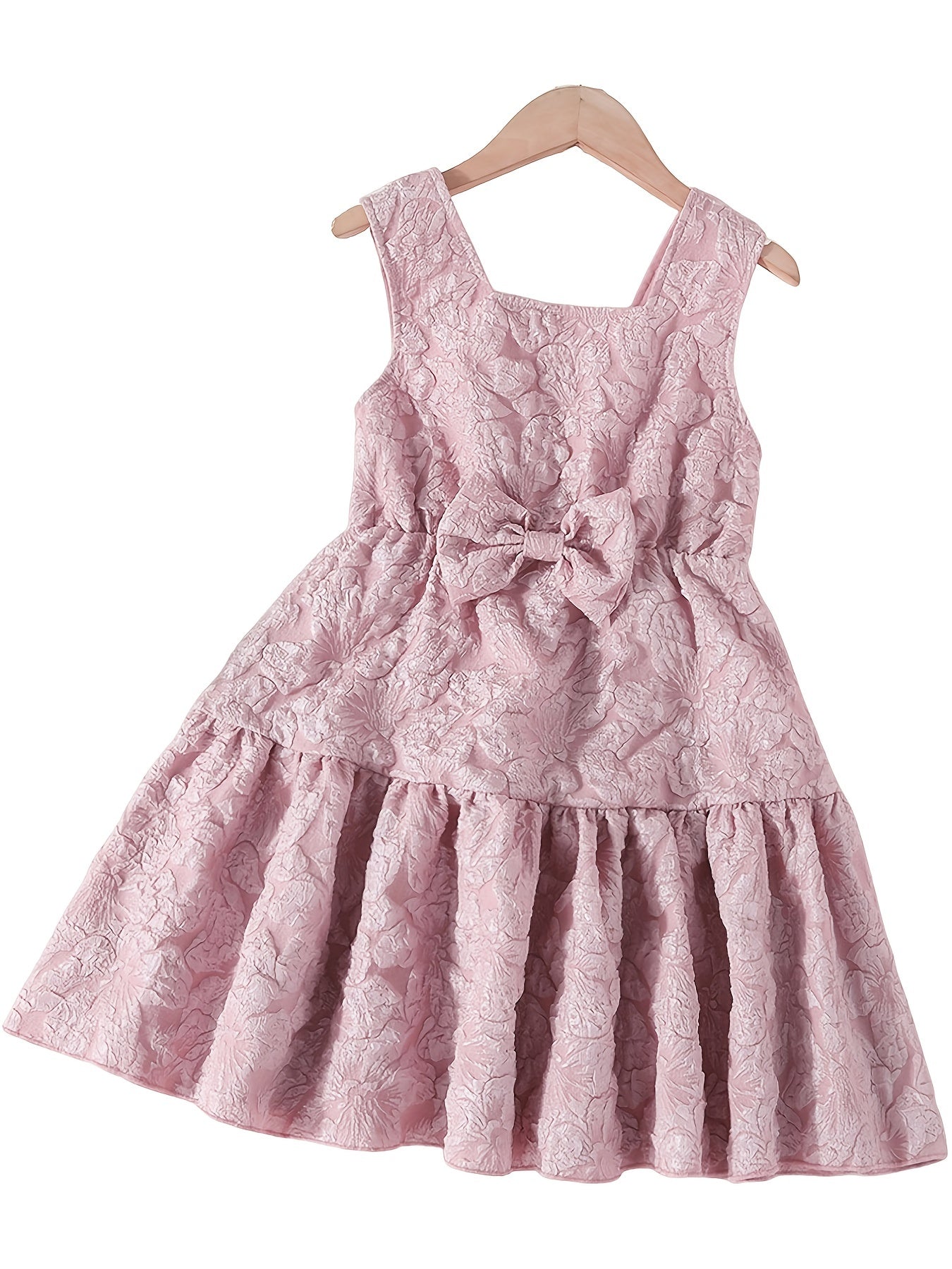 Girls Floral Sleeveless Dress with Bowknot for Summer