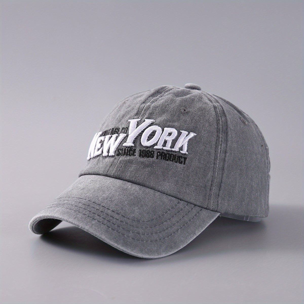Embroidered Baseball Cap Denim Washed Curved Brim Peaked Cap