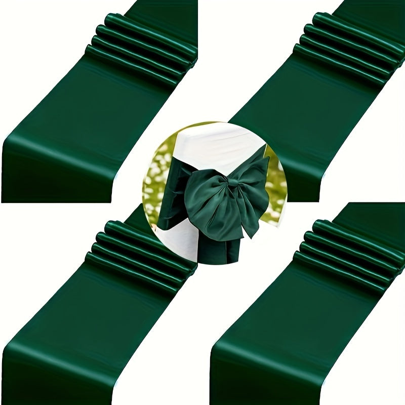 4pcs Green Silk Table Runner for Wedding Banquet Party Decor