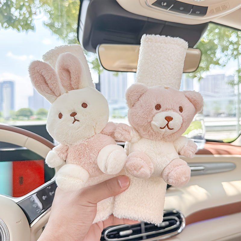 3D Car Seat Belt Cover Shoulder Protectors Plush Cartoon Insurance Covers