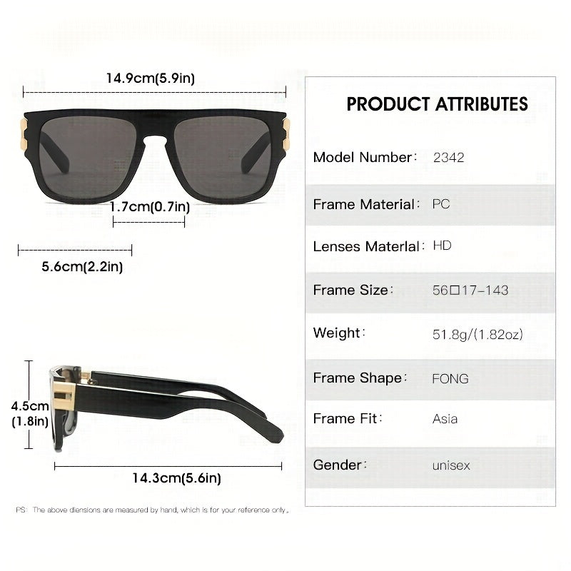 Men's Large Frame Block Sunglasses for Street Photography Holiday Party