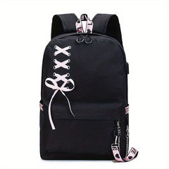 Large Capacity Canvas Travel Backpack with USB Charging Port