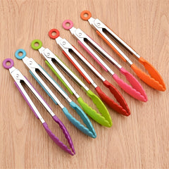 Non Slip Silicone Food Tongs Stainless Steel Kitchen Tongs Durable
