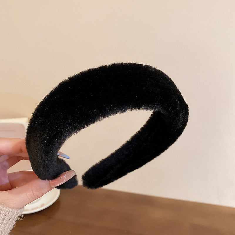 Sweet Vintage Hair Hoop for Girls - Furry Faux Hairband Headband