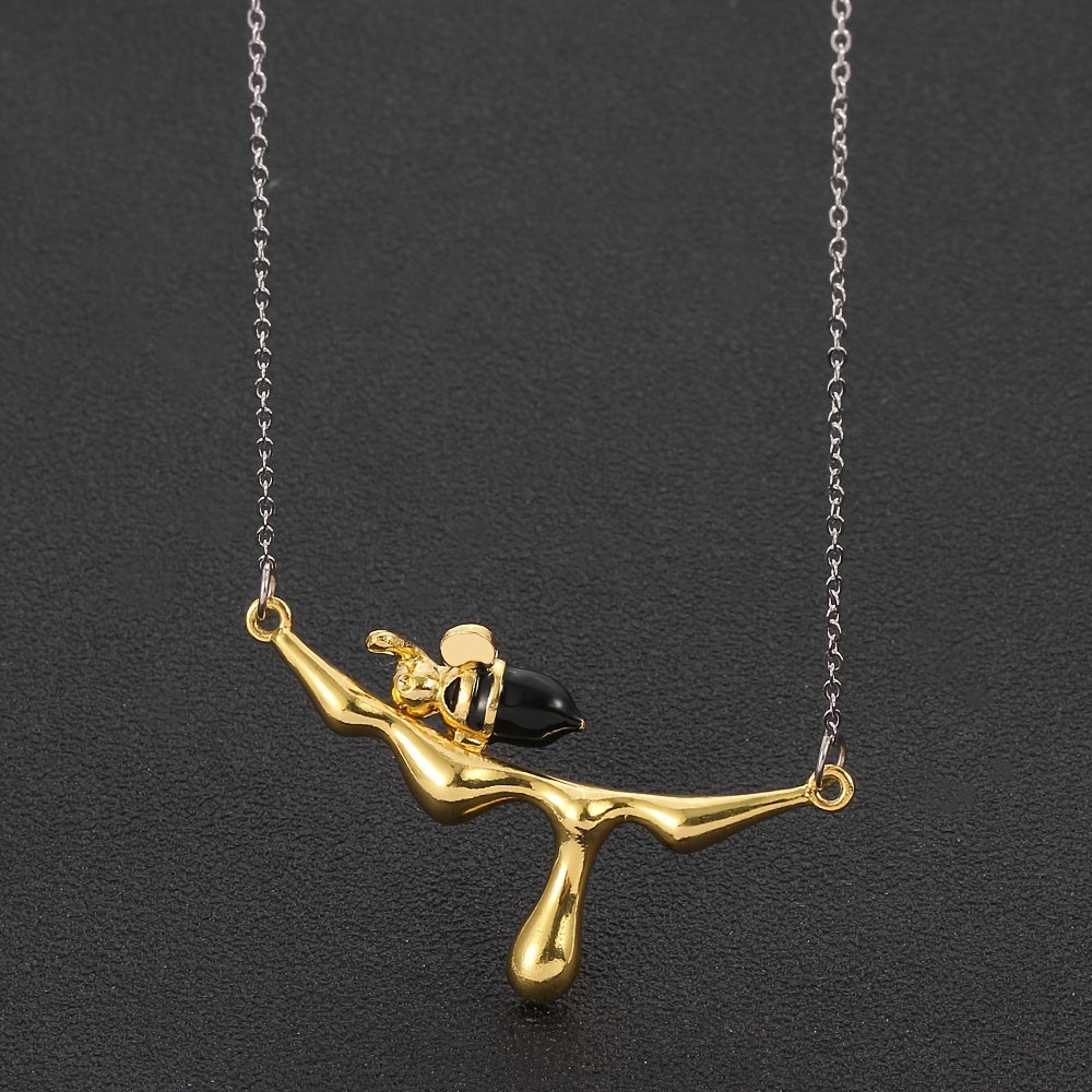 Bee & Water Drop Honey Necklace Men's Pendant