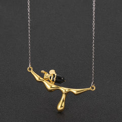 Bee & Water Drop Honey Necklace Men's Pendant