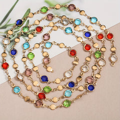1 Meter Colorful Round Crystal Clip Copper Chain Diy Bracelet Necklace