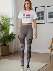 Mesh Stitching Yoga Leggings Quick drying Breathable High Waisted