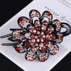 Women Rhinestone Hair Clip Large Glitter Flower Duck Billed Clip