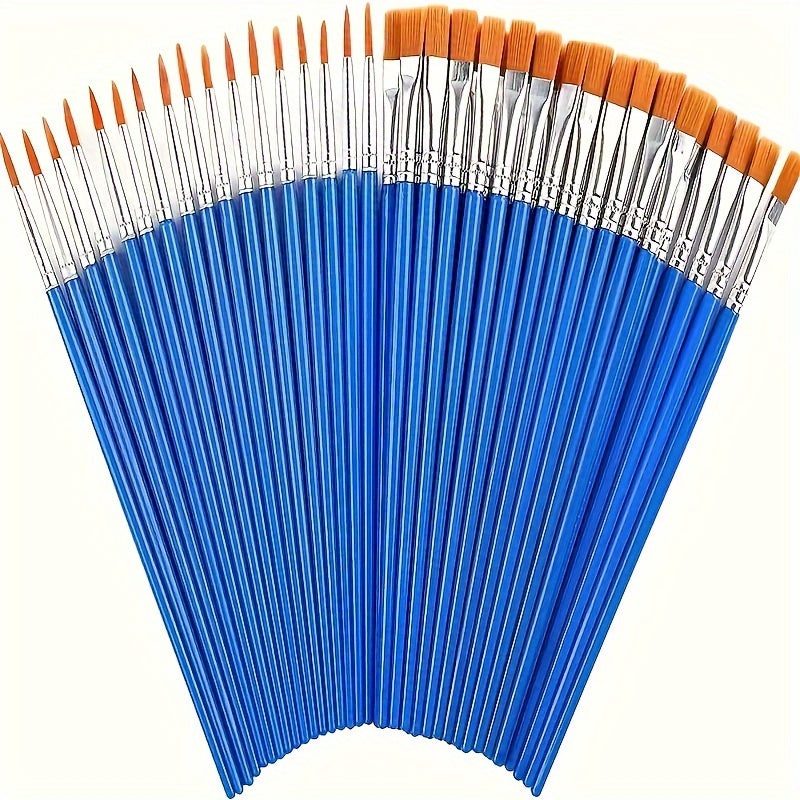 20-Piece Nylon Artist Brushes Set for Acrylic & Watercolor with Wooden Handles