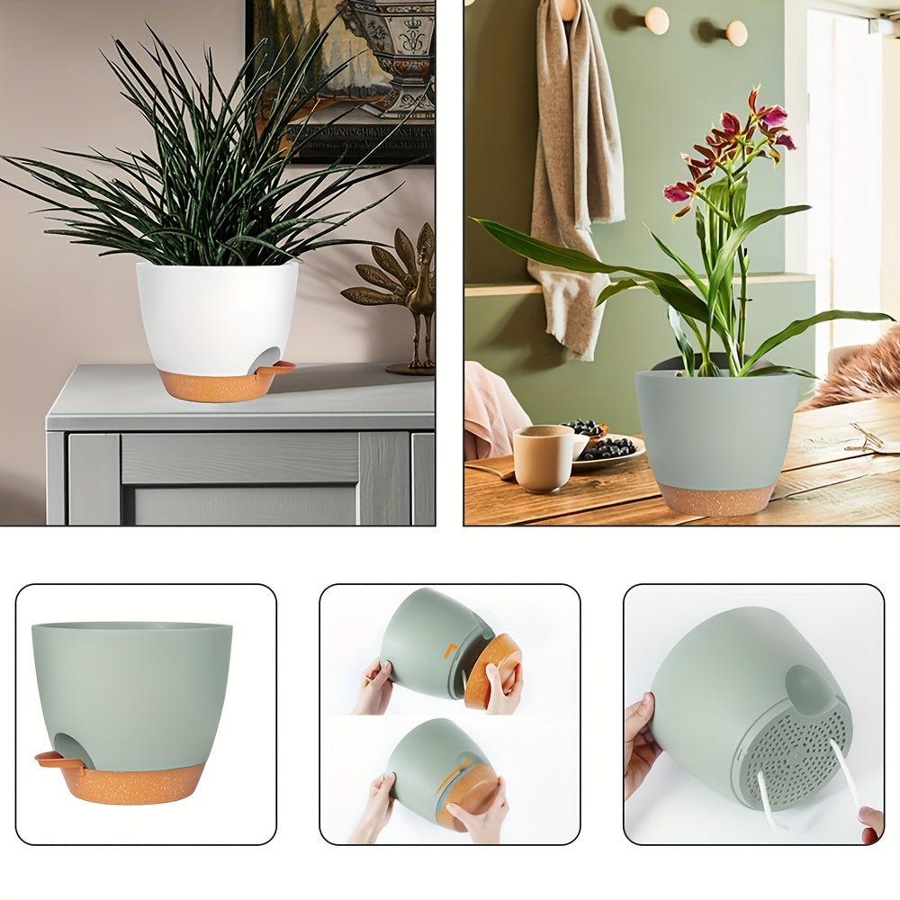 Self-Watering Plant Pot Set - 20 & 32 cm - Decorative Flower Pots