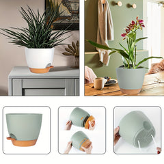 Self-Watering Plant Pot Set - 20 & 32 cm - Decorative Flower Pots