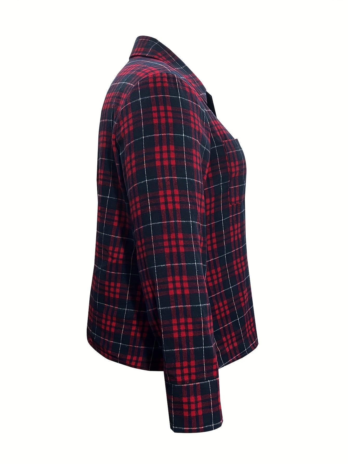  Casual Plaid Print Button Up Long Sleeve Shirt Top