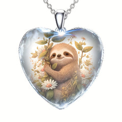 Sloth Heart Pendant Necklace Kids Gift Accessories