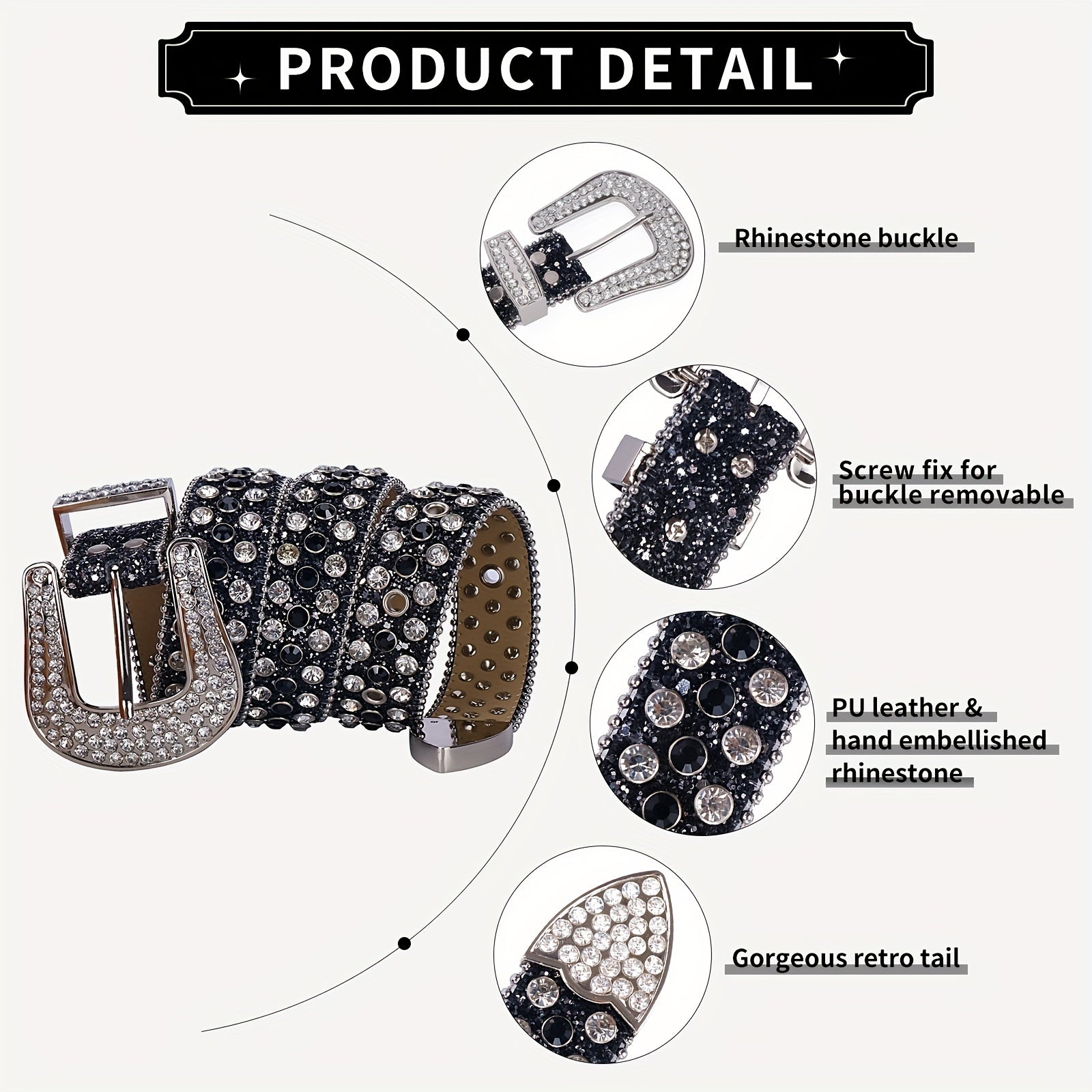  Rhinestone Belt Western Cowgirl Bling Studded Belt