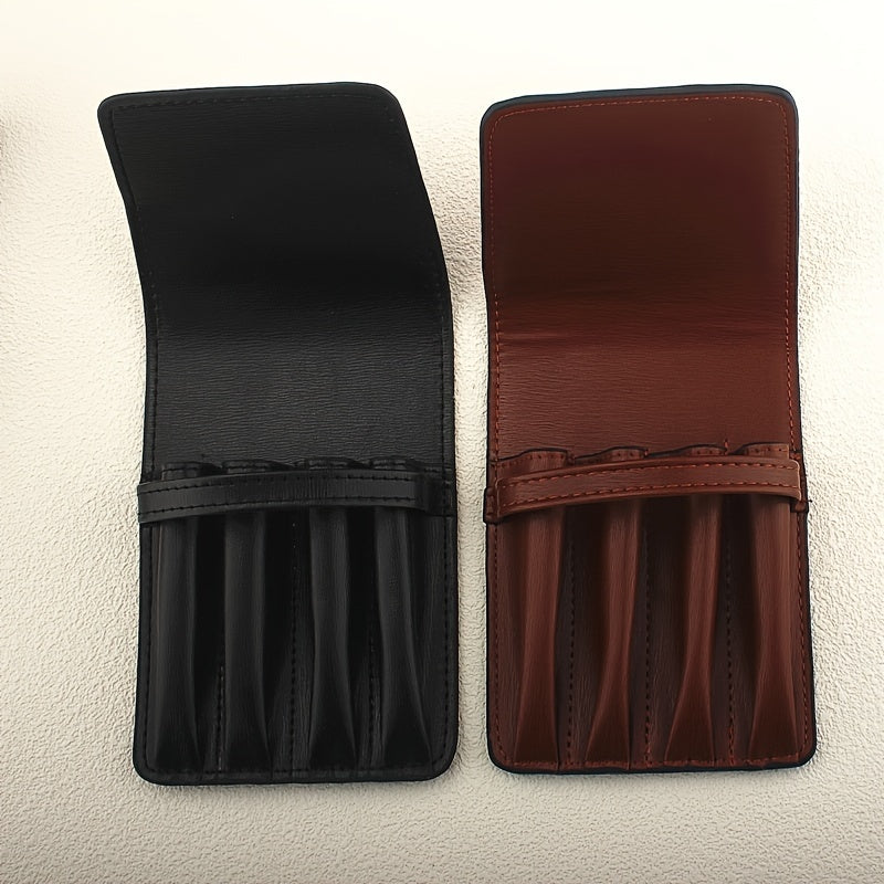 PU Leather 4 Slots Pen Case Office School Supplies Pouch Creative Gift