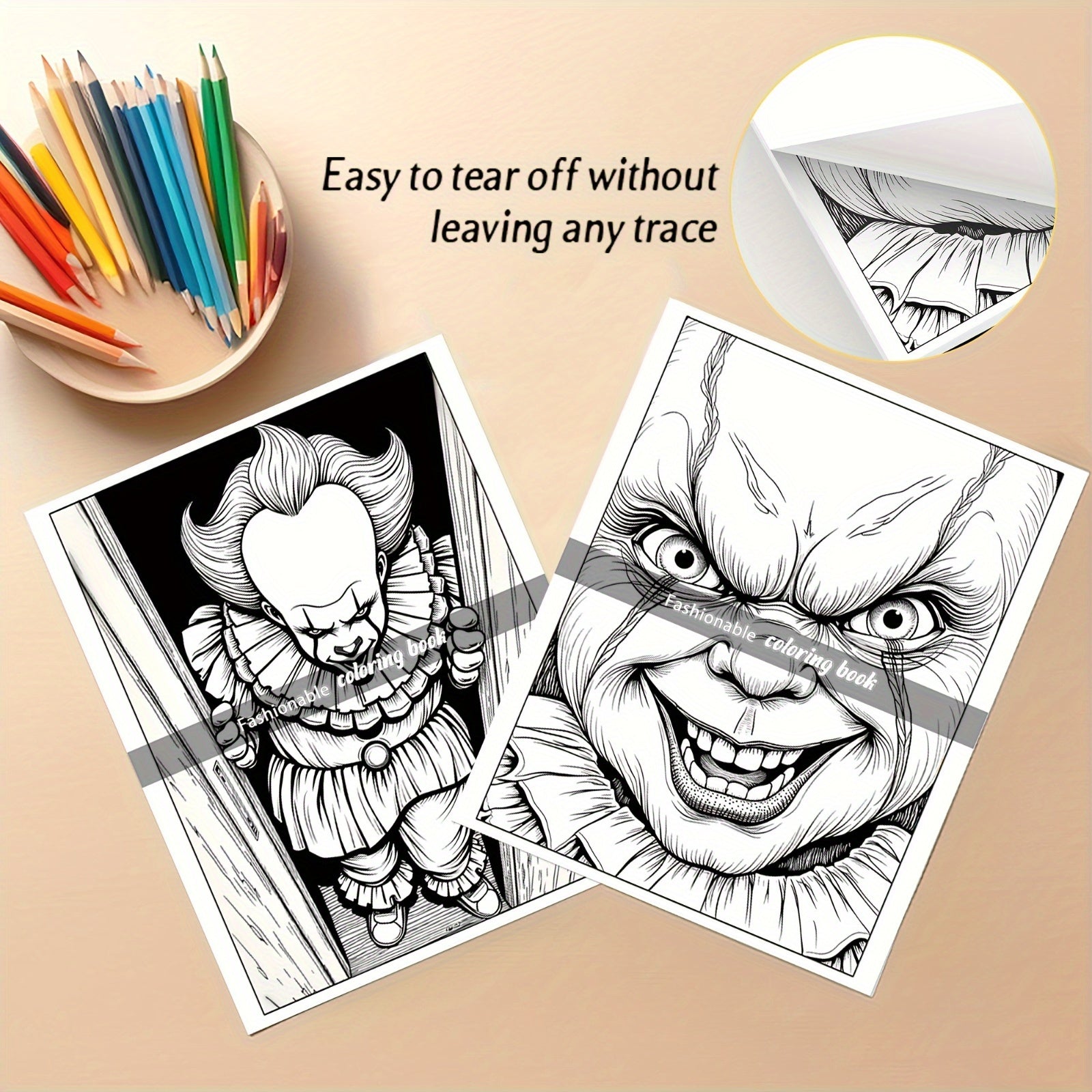 Horror Coloring Book 24 Pages Adult Drawing Boo