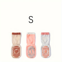 3 Pairs Baby Girl's Non Slip Calf Socks Animal Pattern Cotton Blend