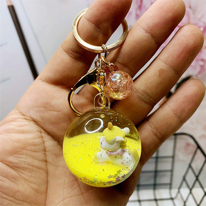 Crystal Ball Pendant Liquid Quicksand Keychain Car Key Chain