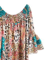  Sexy Dress Women's Plus Leopard Off Shoulder Dress