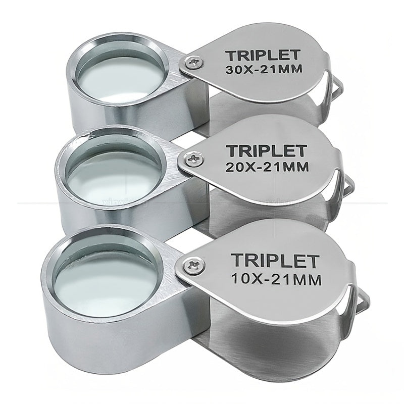 Pocket Size Folding Jewelry Loupe Magnifying Glass 10X 20X 30X Metal