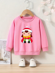 Christmas Girl Graphic Crew Neck Long Sleeve Sweatshirt Kids Clothes