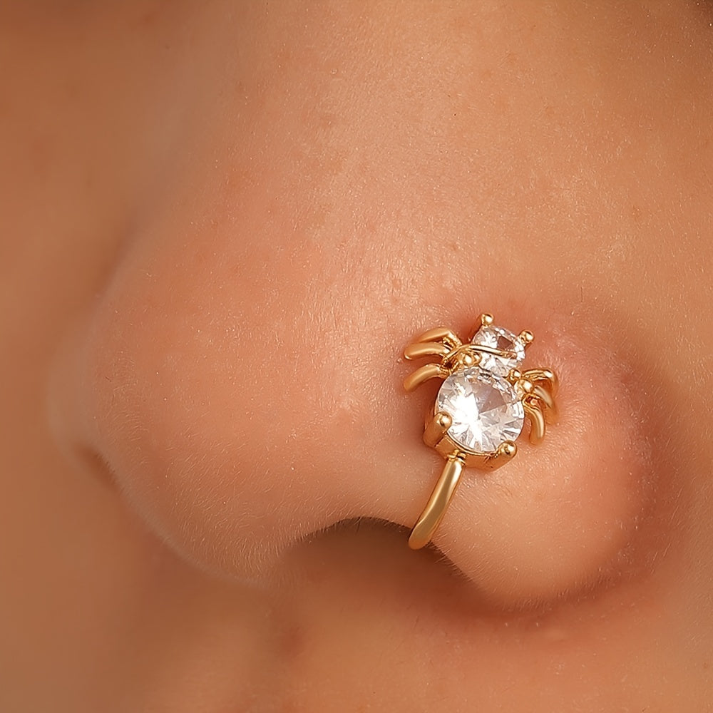 Men's Golden Nose Stud Set With Artificial Diamonds Party Gift