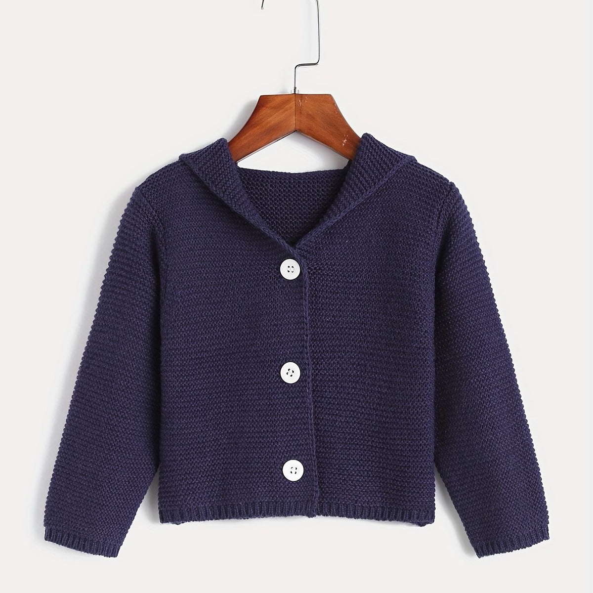 Casual Hooded Knit Cardigan Little Girls Coat