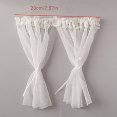 Dollhouse Lace Trim Window Curtain for Fairy Decor