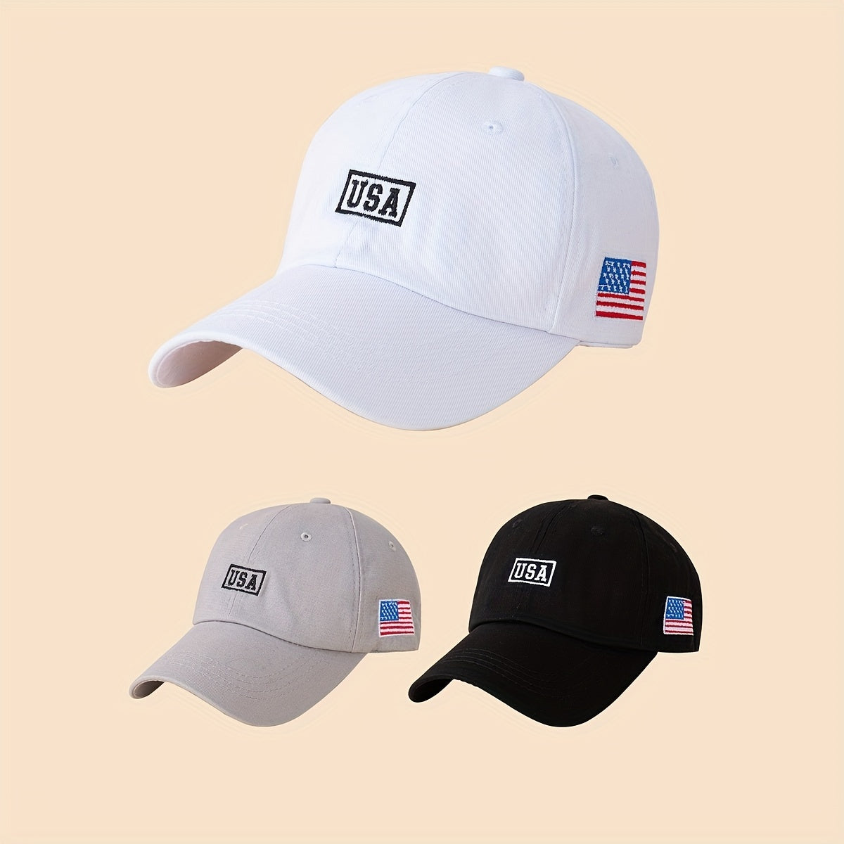 Flag Embroidery Baseball Cap Solid Sun Hat Unisex Golf Dad