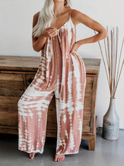 Tie Dye V-Neck Plus Size Boho Jumpsuit