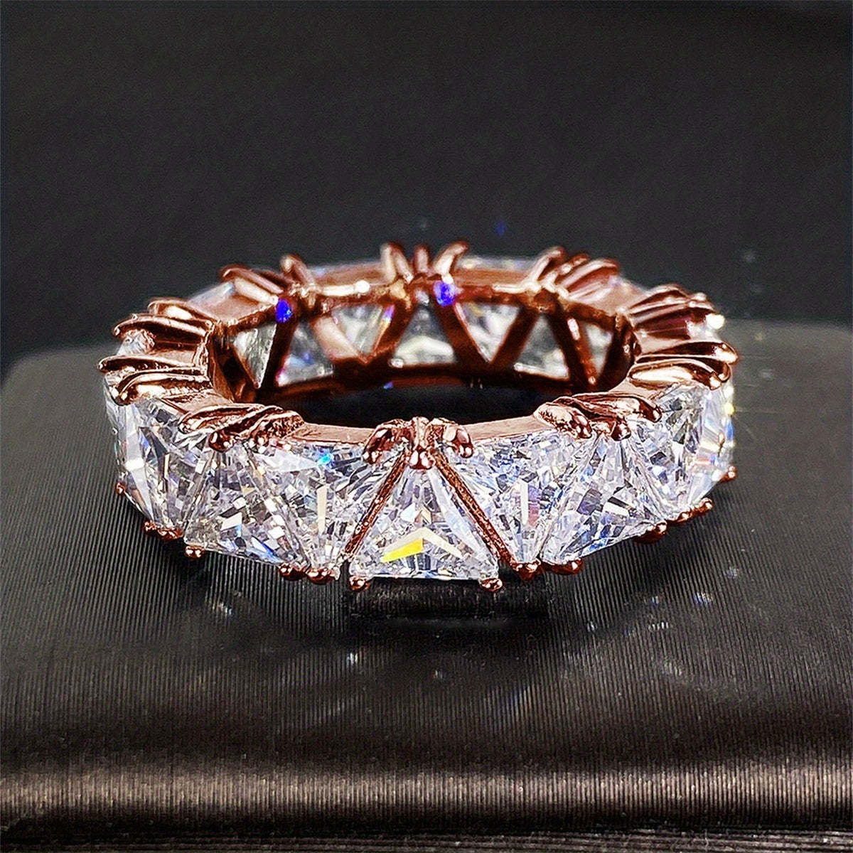 Triangle Zircon Ring 18k Plated Promise Ring for Female