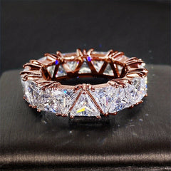 Triangle Zircon Ring 18k Plated Promise Ring for Female