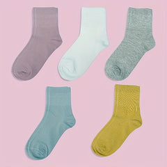10 Pairs Casual Solid Sports Socks Women's Stockings