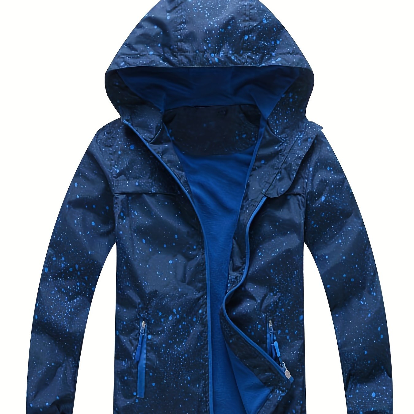 Boys Windbreaker Fleece Lining Hooded Jacket Long Sleeve Zip Up