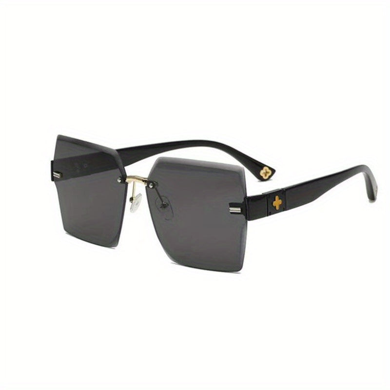 Square Rimless Sunglasses Clover Gradient UV400 Sun Shades For Summer Beach
