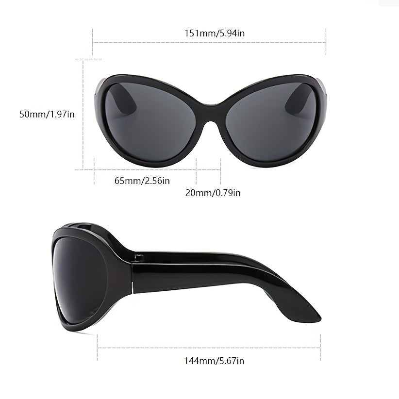 Y2K Oversized Round Sunglasses Futuristic Wrap Around Shades UV400