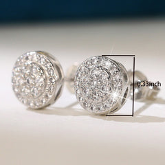 925 Silver Round Zircon Stud Earrings for Women Bridal Wedding Jewelry