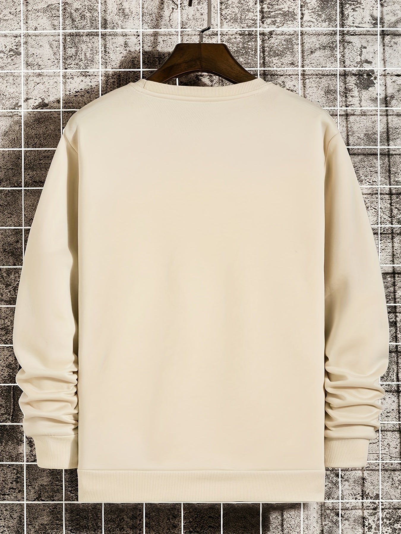 Letter Print Sweatshirt Men's Casual Graphic Pullover for Autumn Winter