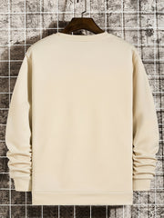 Letter Print Sweatshirt Men's Casual Graphic Pullover for Autumn Winter