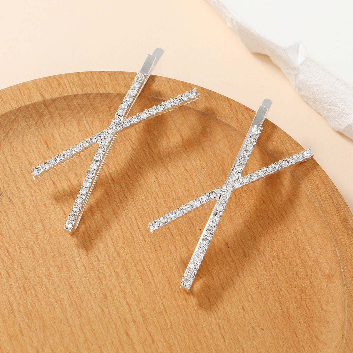 X Shaped Crystal Hair Pins Metal Hair Clip Rhinestone Bobby Pin for Women