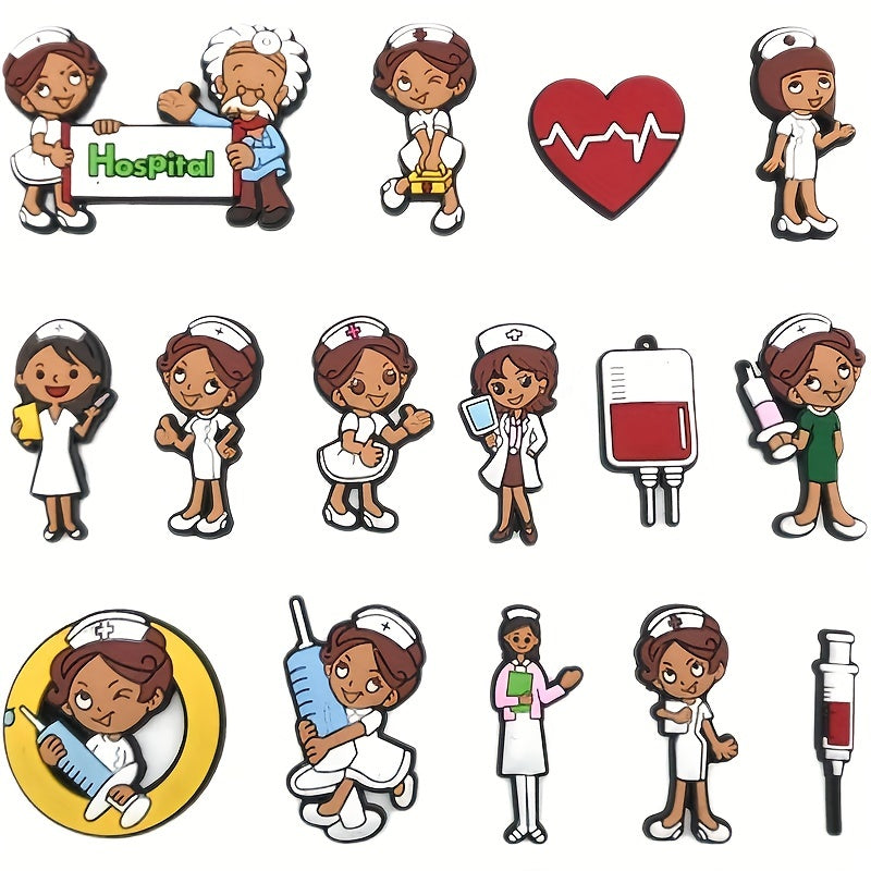 15pcs Nurse Pattern PVC Shoe Decoration Accessories for Party Favors