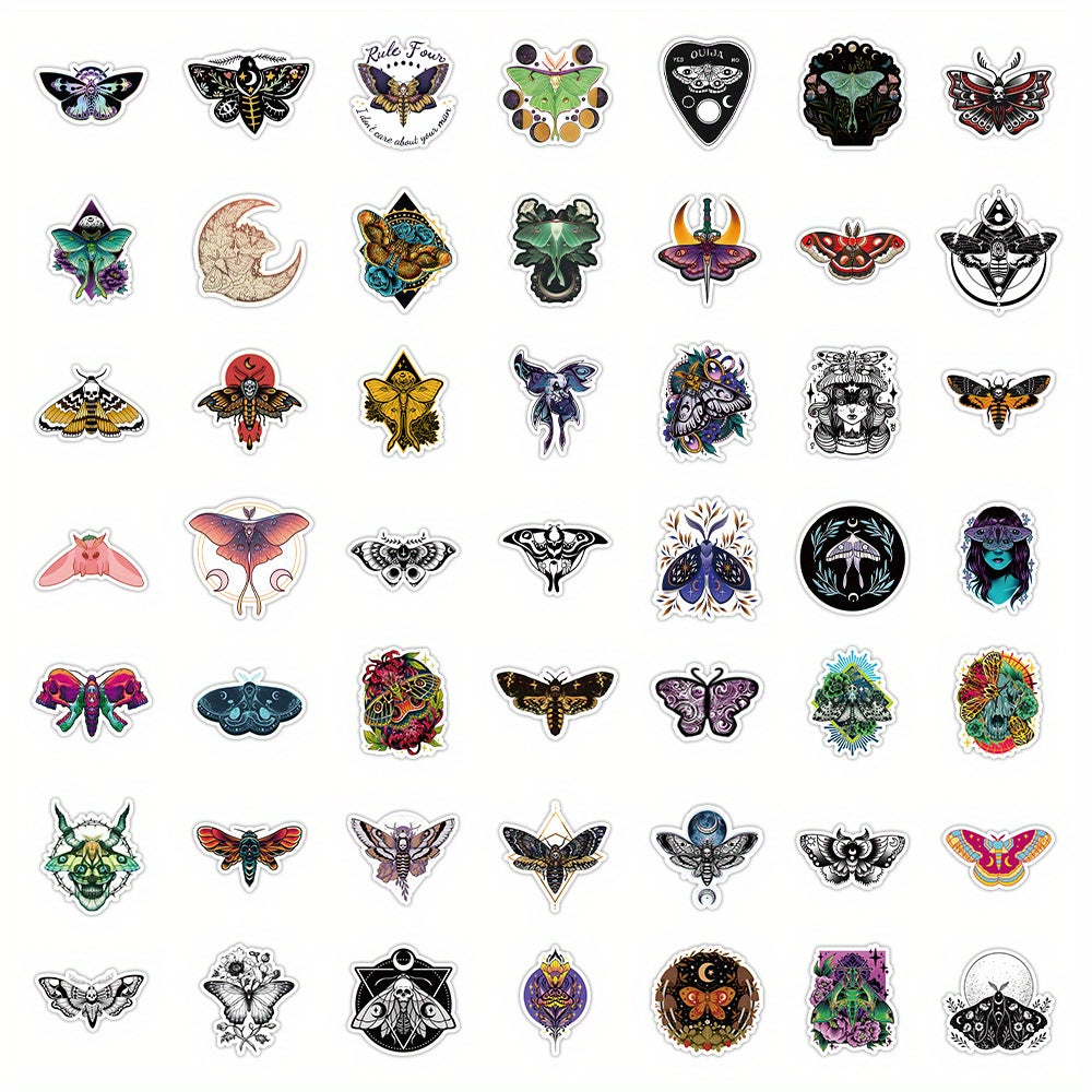 50pcs Ghost Moth Cartoon Stickers For Helmet Water Bottles Laptop Car Decal