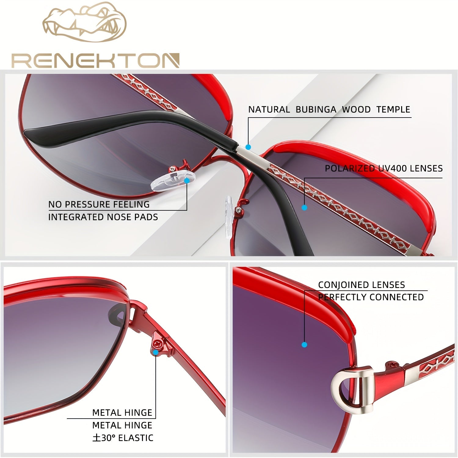 RENEKTON Women's Polarized Large Frame Sunglasses UV400