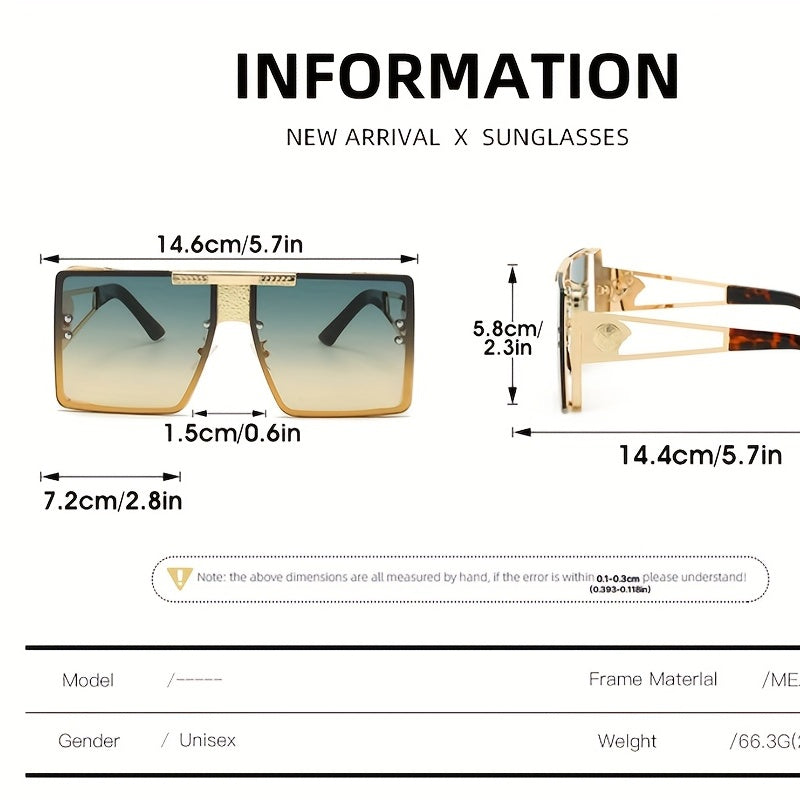 Men's Large Metal Frame UV Sunglasses with Case & Cloth
